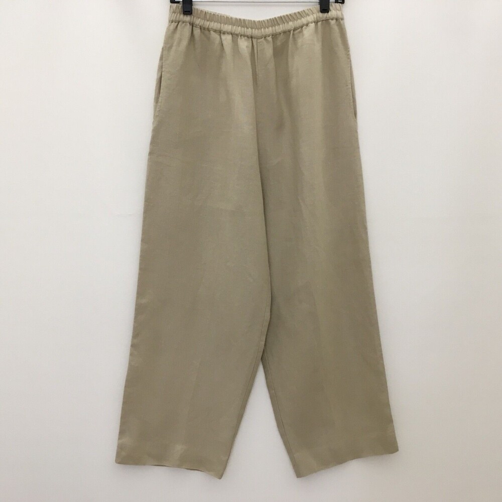 Uniform John Paul Richard Womens Pants Medium Beige 100% Linen Elastic Waistband